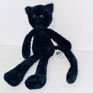 Jellycat CASPER CAT Black Kitty Green Eyes Long Legs Plush HTF Rare NWT